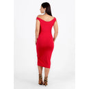 Vestido Midi Ombro a Ombro com Fenda - VERMELHO |NR3
