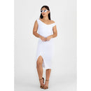 Vestido Midi Ombro a Ombro com Fenda - OFF WHITE |NR2