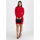Vestido Tubinho Manga Longa com Gola Alta - VERMELHO |NRC7