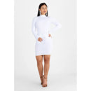 Vestido Tubinho Manga Longa com Gola Alta - OFF WHITE |NCR7