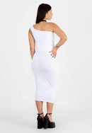 Vestido Midi Tubinho com Fenda e Manga Única - OFF WHITE |NR22