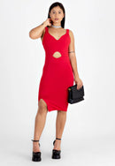 Vestido Social Curto com Abertura - VERMELHO |NR35