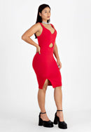 Vestido Social Curto com Abertura - VERMELHO |NR35