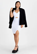 Vestido Social Curto com Abertura - OFF WHITE |NR35